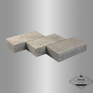 Гранитная брусчатка Морозное утро, Пиленая термо, 200x140х40 мм