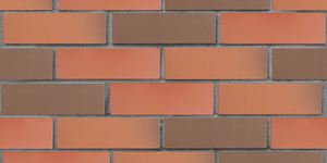 Клинкерный кирпич ЛСР Ноттингем красный флеш, гладкий 0,7НФ на сером шве