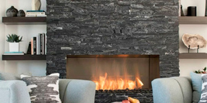 Камень для облицовки камина 3D панели Мрамор RKS Slate Woody Grey Classic готовый результат на фото (3)