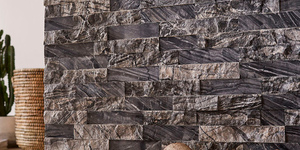 Камень для стен интерьера купить 3D панели Мрамор RKS Slate Woody Grey Classic фото после ремонта (5)