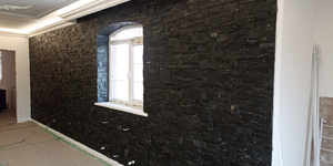 Натуральный камень на стену в интерьере купить 3D панели RKS SLATE Сланец Black Quartz Modern (4)