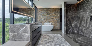 Ванная комната и душевая и плитке из камня фото 3D панели RKS SLATE Кварцит Multi Quartz Country