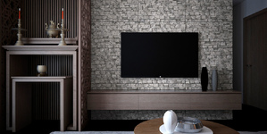 Каменная стена в интерьере фото 3D панели RKS SLATE Гранит Sesame Grey Country заказать (1)
