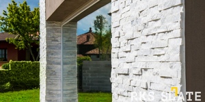 Фасаз из природного камня фото 3D панели RKS SLATE Кварцит White Quartz Classic (15)
