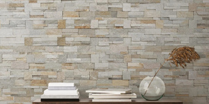 Бежевые каменные стены в интерьере 3D панели RKS SLATE Кварцит Beige Slate купить (1)