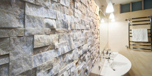 Плитка из камня в ванной комнате 3D панели Кварцит Beige Quartz Modern купить