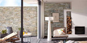 Каменные стены в интерьере и экстерьере фото 3D панели RKS SLATE Кварцит Beige Slate