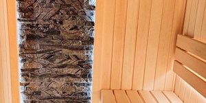 Камнь за печь в бане заказать 3D панели Мрамор RKS Slate Woody Grey Classic фото готовой сауны из камня (4)