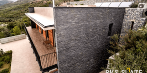 Каменный дом из черной мозаики фото 3D панели RKS SLATE Сланец Matt Black Slate Modern (4)