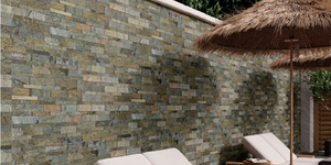 Забор из камня фото 3D панели RKS SLATE Кварцит Deoli Green Natural заказать
