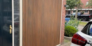 Реечная панель ДПК Turtle Shell, Middle Lines, Australian Palisander Co-Extrusion коричневые рейки на фасаде фото реализованных объек (3)