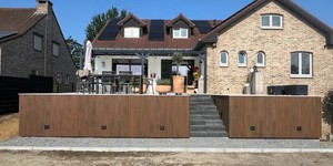 Реечная панель ДПК Turtle Shell, Middle Lines, Australian Palisander Co-Extrusion отделка цоколя террасы реечными панелями