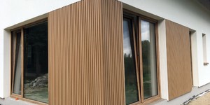Реечная панель ДПК Turtle Shell, Middle Lines, Siberian Pine Co-Extrusion облицовка фасада рейками фото (2)
