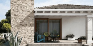 Бежевый каменный фасад дома заказать 3D панели RKS SLATE Сланец Beige Slate Modern (2)