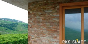 Облицовка фасада натуральным камнем в виде 3D панели RKS SLATE  Кварцит Biege Quartz Country купить с доставкой (26)