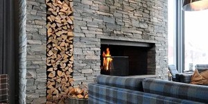 Камин из камня во всю стену 3D панель RKS SLATE Кварцит Grey Quartz Country купить