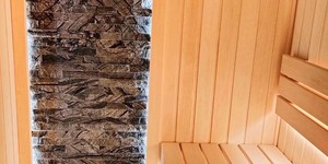 Камнь за печь в бане заказать 3D панели Мрамор RKS Slate Woody Grey Classic фото готовой сауны из камня (4)
