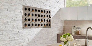 Кухонный фартук из белого природного камня 3D панели RKS SLATE Кварцит White Quartz Classic фото (1)