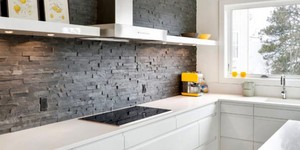 Кухонный фартук из камня 3D панели RKS SLATE Сланец Black Slate фото результата, купить с доставкой (4)