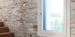 Каменная стена у лестницы заказать 3D панели RKS SLATE Кварцит Beige Slate (4)
