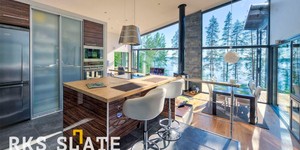 Плитка под скалу в интерьере Сланец черный RKS SLATE Black Mushroom отделка стена за печью