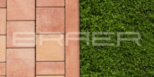 Фото сочетание тротуарной плитки Браер Классико круговая и Старый Город Ландхаус рассвет (4)